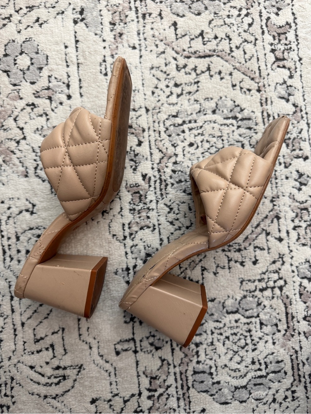 Zara Puffy Quilted Heeled Mules - Picture 2 of 4
